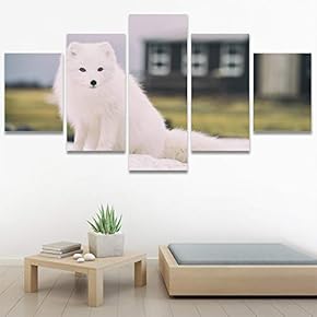 SIGNWIN 5 Panel Canvas Wall Art Animals Black...