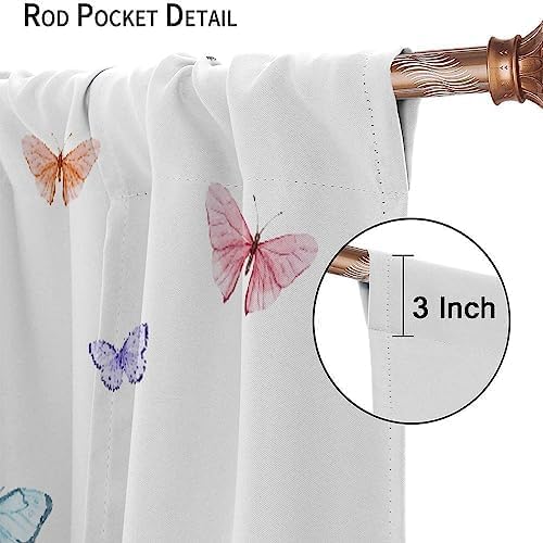 Miniatura 6 de Cortinas de flores silvestres, mariposas de primavera, cortinas de ventana, tela con estampado floral botánico para sala de estar, dormitorio,