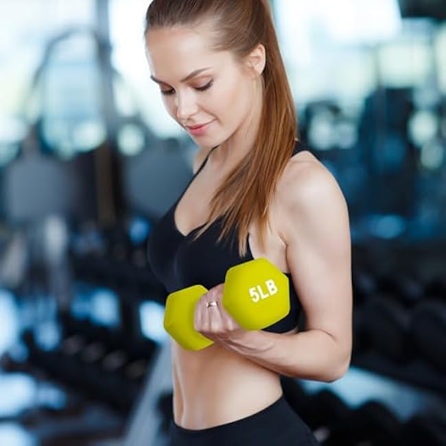 BalanceFrom Colored Neoprene Coated Dumbbell Set with Stand, 20-Pound Set (3 Pairs of 2lbs, 3lbs and 5lbs)