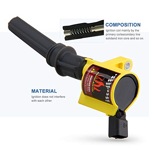 Carbole Pack Of 8Pcs Curved Boot Ignition Coils, 15% More Energy Fit For Ford F-150 F-250 F-350 4.6L 5.4L V8 Crown Victoria Expedition Mercury Mustang Lincoln Compatible With Dg508 Dg457 Fd503 #TOP6