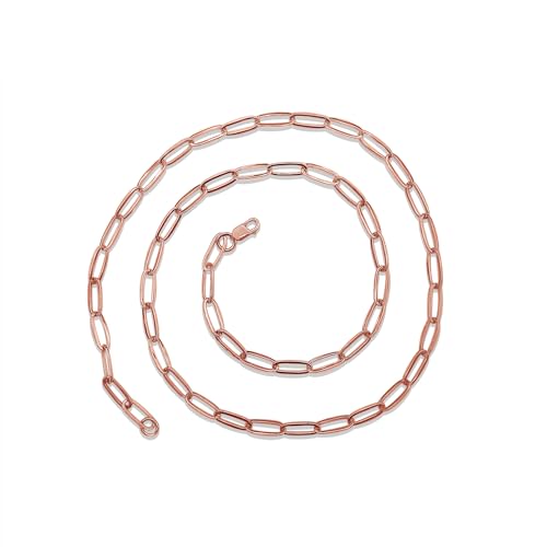SAVEARTH DIAMONDS Paperclip Link Chain Necklace Valentine's Day Gift Jewelry For Women, 10K Or 14K Solid Gold 4MM Width Trendy Necklaces, Length - 14