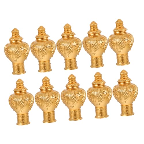 Cabilock 10pcs Drapery Rod End Finials Gold Curtain Rod Plastic Curtain Rod Finials Plastic Golden Curtain Pole Finials