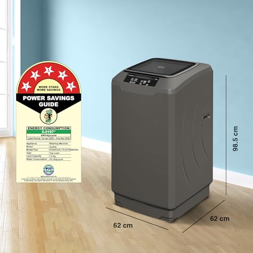 Image of Godrej 7.5 Kg 5 Star Fully-Automatic Top Loading Washing Machine (WTEON ALR C 75 5.0 ROGR, Royal Grey, Roller Coaster Wash Technology)