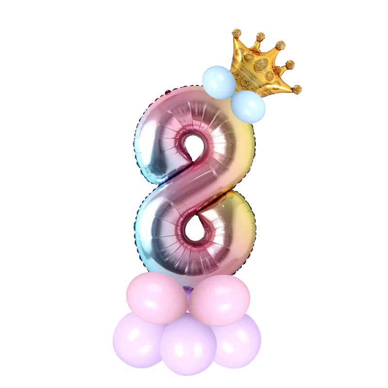 Image of Multicolor 32 Inches Numbers 8 Shape Large Big Foil Helium Balloons For Party Decorations In Happy Birthday Anniversary Office Items Materials Set Pack, Pack Of 13