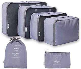 6Pcs Travel Storage Bags Clothes Packing Cubes Luggage Organizer Pouch (upgraded Gray blue)