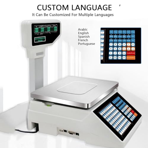 Báscula Comercial con Impresora y Escáner, 30kg/60lbs miniatura 4