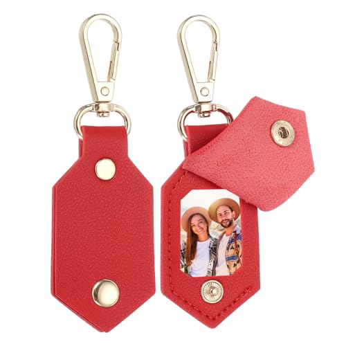 Porte-clés photo gravé en cuir rouge uxcell pour immortaliser l'amour d'un proche