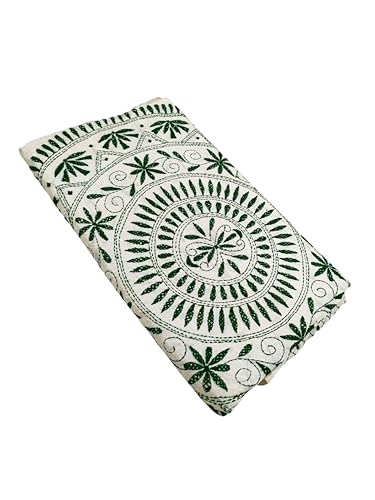 Image of SHRISTI CLOTHINGS Women's Hand Embroidered Cotton Silk Kantha Stitch Saree with Blouse Piece (SB420324 TWD79)