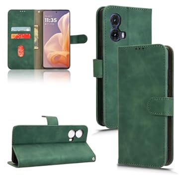 Capa para Motorola Moto G85 Capinha flip 【Protetor de tela temperado incluído】 com slot para cartão - Verde