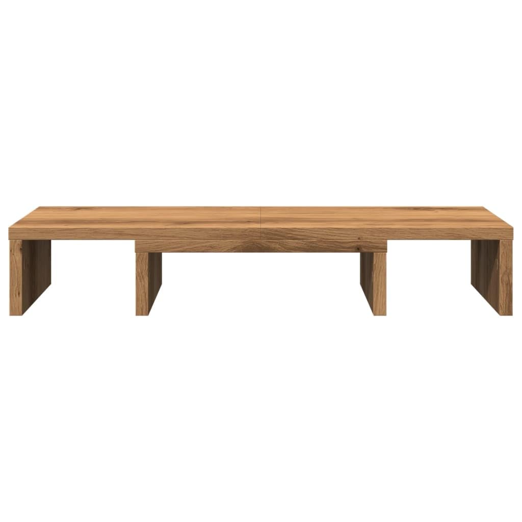 Supporto per monitor regolabile in rovere Artisan, 60 x 24 x 10,5 cm, in legno, per due monitor, altezza regolabile, organizer da scrivania per ufficio, home office e gaming