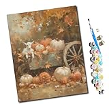 WMZPOY pintar por numeros adultos Carro de corderos de la cosecha de otoño DIY pintar por números,pinturas para niños,paint by numbers lienzos para pintar cuadros decoracion(16' x 20')