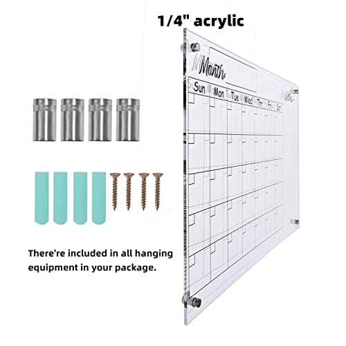 Purcouleur Large Reusable Clear Acrylic Wall Calendar,Dry Erase Calendar-23 X 16 Inches Whiteboard Calendar Monthly Family Calendar Board With Mounting Hardware For Homeschool Supplies & Home Office Organization #TOP5