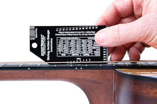 musicnomad precision string action gauge ruler for string height- metric sae 64ths mn602