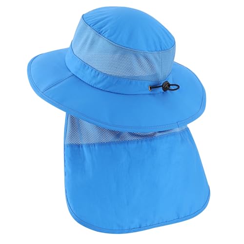 Image of Home Prefer UPF50+ Kids Girls Boys Sun Hat Wide Brim Fishing Hat with Neck Flap Adventure Beach Safari Sun Protection Cap