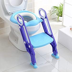 KEPLIN Potty Toilet Seat Adjustable Baby Toddler Kid Toilet Trainer with Step Stool Ladder for Boy and Girl (Purple)