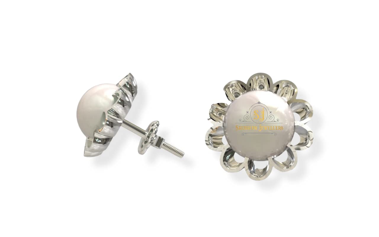 SJ SHUBHAM JEWELLERS™ 925 Sterling Silver Pearl Floral Shape Studs Tops Earrings For Women and Girls (4MM) (B0BKQN354Y) Amazon Price History, Amazon Price Tracker