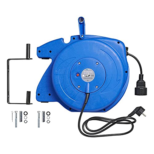 Enrollador automático de cables 15 m 3 x 1,5 mm² carrete de cable Schuko bloqueo