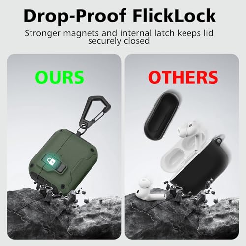 Image of HITZEE for AirPods Pro 3 Case, Compatible with AirPods Pro 3rd Generation Case (2025), Magnetic Automatic Lock with Phone Stand, Compatible with MagSafe Cover, Green
