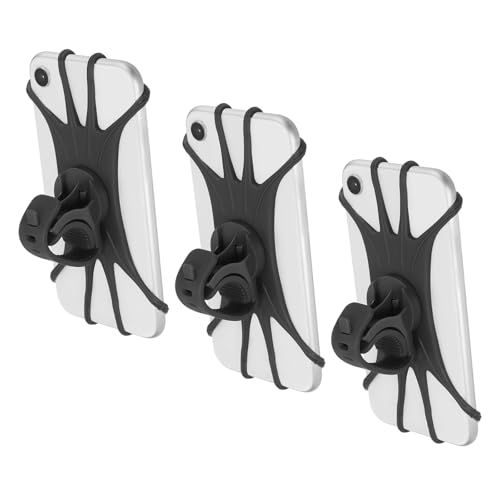 Image of PATIKIL 3Pcs Bike Phone Mount, 360 Rotation Silicone Motorcycle Phone Holder for 3 inch- 6.5 inch Phones Adjustable Phone Mount for Motorcycle Bicycle Electric Scooter, Black
