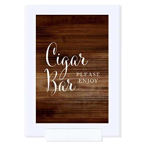 Andaz Press Framed Wedding Party Signs, Rustic Wood Print, 4X6-Inch, Cigar Bar Please Enjoy Reception Dessert Table Sign, 1-Pack, Includes Frame #TOP4