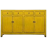  Fine Asianliving Aparador Chino Antiguo de Color Amarillo Brillante An158xP40xAl95cm Armario Chino Mueble de TV Chino Armario de Boda Aparador Cómodas Chinas orientales