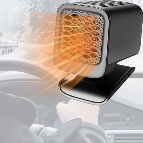 Cerkkapo Auto Heizung, 12V 150W Heizlüfter für Auto, Tragbare heizung für Auto, 2 in 1 Heizung Kühlung Auto Fenster Defroster Demister, Auto Heizlüfter 360° Drehbarer mit Zigarettenanzünder-Stecker