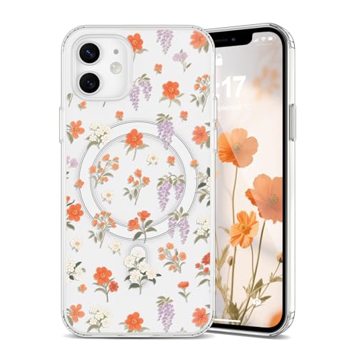 Protection iPhone 11 transparente Magsafe avec étui rigide à fleurs