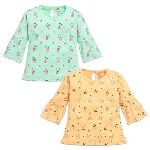 Image of LuvLap Baby Girls 100% Cotton Full Sleeve Girls Top, Pack of 02