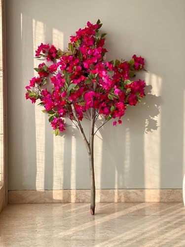 Image of Artificial Bougainvillea Tree 5 Feet with Pot Premium Pink Flower Plant for Home, Office, Living Room, Hotel & Indoor Decoration Natural Look, Maintenance-Free Faux Plant