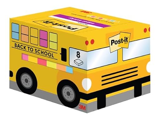 Post-it Super Sticky Notes, Bus Vuelta al Cole, 8 Blocs de Notas Post-it, 90 hojas por Bloc, 63,5mm x 76mm- Notas Extra Adhesivas en Múltiples Colores, Regalos Originales para Estudiantes, Profesores | Ya disponible en tu tienda friki favorita! En mundofriki.es!