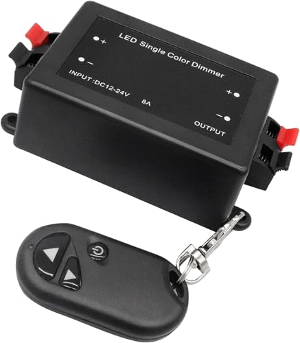 Gbformat LED Funk Dimmer/Schalter 12V DC Gleichspannung LED Funk Regler Dimmer Controller mit RF Fernbedienung für Alle Dimmbaren LEDLampen mit Stecker und Buchse (mit Kabel Klemmterminals)