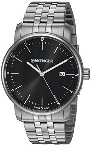 Wenger Men s Urban Classic Stainless Steel Swiss-Quartz Stainless-Steel Strap, Silver, 19.6 Casual Watch (Model: 01.1741.122)