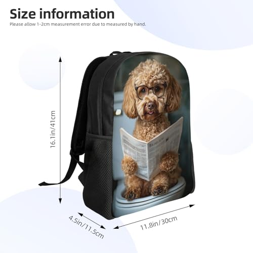 Beautiful Backpack Dog with Glasses Reading 16 Inch Large Durable Book Bag Double Zipper Backpack Unisex3