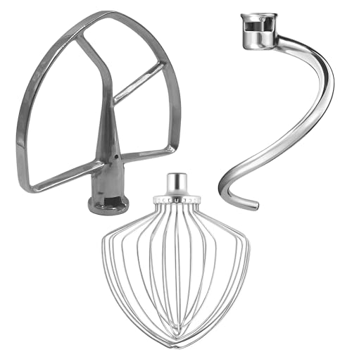 Stainless Steel Stand Mixer Attachments 3-Piece for KitchenAid 7 Qt Tilt Head Stand Mixer. Includes...