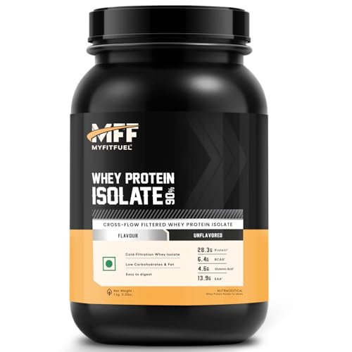 Image of MyFitFuel MFF Whey Protein 90 Isolate | 1 Kg, 30 Servings (Unflavoured) | Pure 100% Whey Isolate Protein