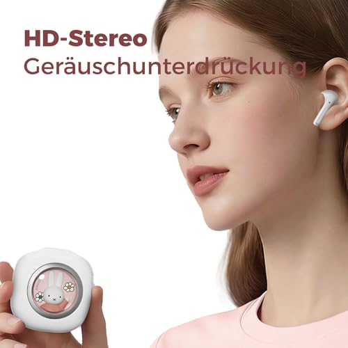 Image of Miffy Bluetooth 5.3 Earbuds-Pro - IPX5 Waterproof, Touch Controls, Adorable Reusable Miffy 3D Iron Box Packaging.(Pink)