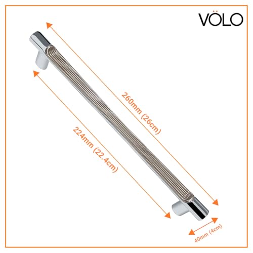 Image of VOLO Wardrobe Cabinet Handle - Sleek Pull Handle for Drawers, Wardrobes, Sliding Doors, and Cabinets in Kitchen, Bedroom, and Office (R-241) (1, Silver, 224MM (10 Inch))