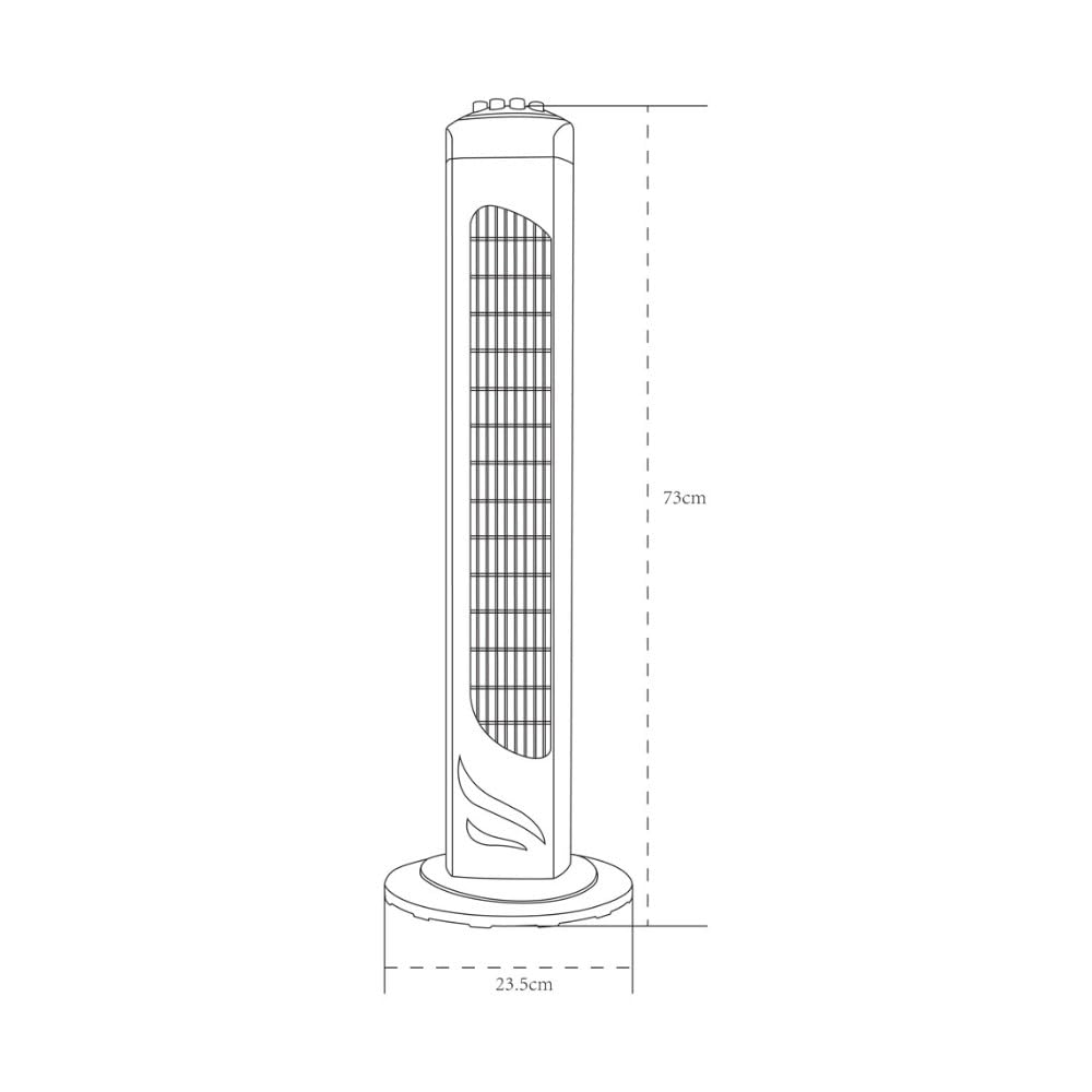 wonderlamp - Ventilador de torre Velao, Oscilante, 3 velocidades, 45W, Temporizador, Ventilador de pie Alto 73cm, Diámetro 23.5 cm — view 4