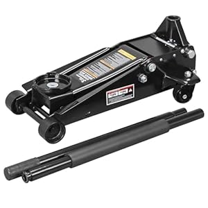 Torin ATZ830023B-1 Floor Jack Heavy Duty Hydraulic Steel Service Jack: Dual Piston Quick Lift Pump and Detachable Handle, 3 Ton (6,000 lbs) Capacity, Black