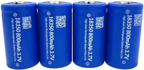 18350 Rechargeable Battery IMREN 3.7V 15A Discharge high Drain Li-ion Button Top Lithium Battery for Solar Garden Lights,Flashlight(4PCS)