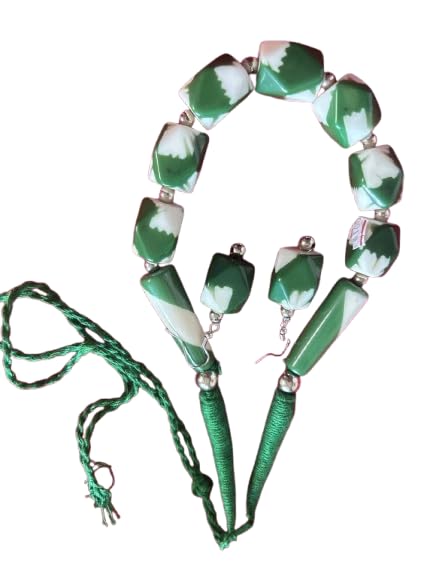 Image of Colour Beads Mala with Earrings.
