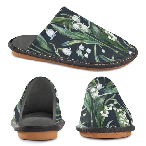 senya Blue Lily Of The Valley Flowers Fuzzy Slippers Soft Home Bedroom Slippers for Women Men House Shoes4