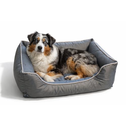 ThermoSwitch Paros LUX grau Hundebett Hundekorb Hundekissen Hundematte Hundematratze wärmend kühlend Winter Sommer waschbar (L - 90 x 60 x 26 cm)