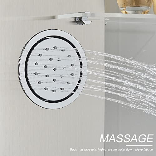 Liujun Led Light Lcd Shower Faucet Bathroom Spa Massage Shower Column System Waterfall Rain Shower Panel With Shelf Tap #TOP7