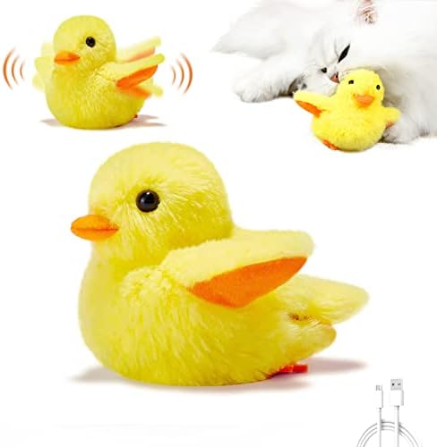 Petgravity Flapping Wings Duck Cat Toys Animal Sound Interactive Squeaking Catnip Toys for Cats with Real Chirping Duck Sound Fun Kitty Kitten Catnip Toys for Cat Exercise Plush Duck
