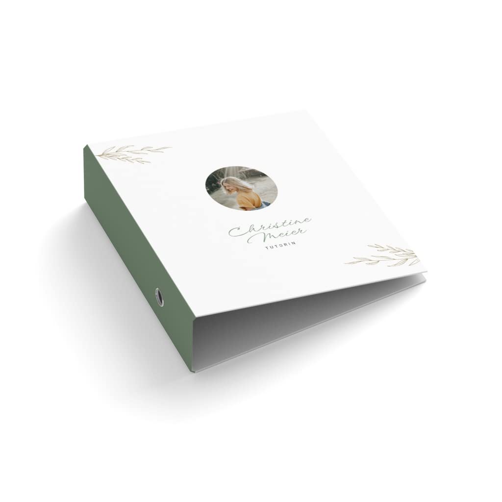 easyprint Ringordner • Ordner | personalisiert mit Foto + Wunschtext | Tutorin | weiß/grün | Mit Griffloch | für DIN A4 | 7,4 cm breit | Tutor | gestalten