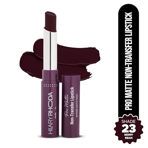 Image of Hilary Rhoda Pro Matte Non-Transfer Lipstick | Waterproof & Smudge-Proof | 12-Hour Long Stay | 24 Shades Available | Highly Pigmented Matte Finish Lipstick | 2g - (Berry Bean | Shade 23)
