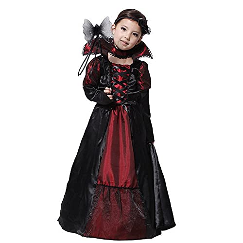 Girls Gothic Vampire Halloween Costumes Vampiress Dress Cosplay (Black, 3-4T) #TOP4
