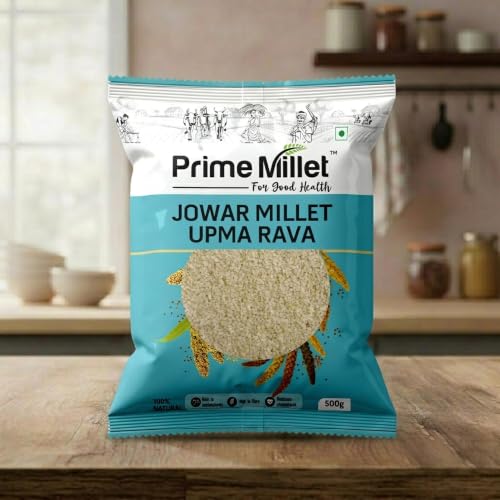 Image of Prime Millet For Good Health Organic Jowar Upma Rava | Premium Sorghum Millet Upma Mix | High Fiber Superfood | Gluten Free Healthy Breakfast Ingredient | Supports Healthy Digestion | Natural Unpolished Jowar Rava | Ancient Grain Nutrition (500 Gram)