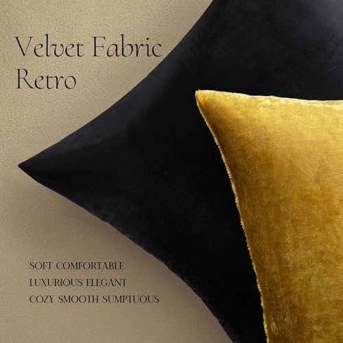 Image of MIULEE 28x28 Inch Euro Sham Velvet Pillow Covers, Set of 2 Large Square Decorative Pillows -Golden Super Soft for King Bed, Sofa, Couch, Accent Chairs with Hidden Zipper